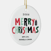 Hölzerner Block-Baum-Weihnachtsbrauch-Verzierung Keramik Ornament (Rechts)