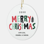 Hölzerner Block-Baum-Weihnachtsbrauch-Verzierung Keramik Ornament (Links)