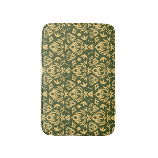 Hölzerner Blumendamastmusterhintergrund Badematte (Vorderseite Vertikal)