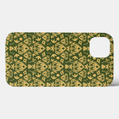 Hölzerner Blumendamastmusterhintergrund Case-Mate iPhone Hülle (Rückseite (Horizontal))