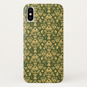 Hölzerner Blumendamastmusterhintergrund Case-Mate iPhone Hülle (Rückseite)