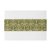 Hölzerner Blumendamastmusterhintergrund Einladungsbanderole (Rückseitenbeispiel)