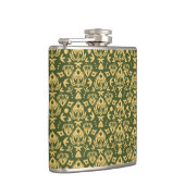 Hölzerner Blumendamastmusterhintergrund Flachmann (Rechts)