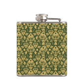 Hölzerner Blumendamastmusterhintergrund Flachmann (Rückseite)