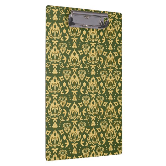 Hölzerner Blumendamastmusterhintergrund Klemmbrett (Rechts)