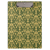 Hölzerner Blumendamastmusterhintergrund Klemmbrett (Vorderseite)