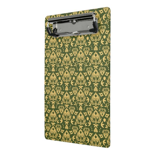 Hölzerner Blumendamastmusterhintergrund Mini Klemmbrett (Gewinkelt2)