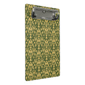 Hölzerner Blumendamastmusterhintergrund Mini Klemmbrett (Schrägansicht)