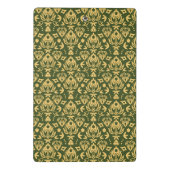 Hölzerner Blumendamastmusterhintergrund Mini Klemmbrett (Rückseite)