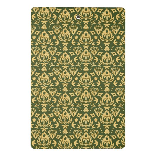 Hölzerner Blumendamastmusterhintergrund Mini Klemmbrett (Rückseite)