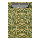 Hölzerner Blumendamastmusterhintergrund Mini Klemmbrett (Vorderseite)