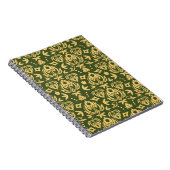 Hölzerner Blumendamastmusterhintergrund Notizblock (Rechte Seite)