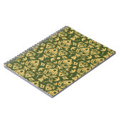 Hölzerner Blumendamastmusterhintergrund Notizblock (Linke Seite)