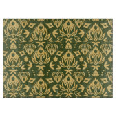 Hölzerner Blumendamastmusterhintergrund Schneidebrett (Vorderseite)