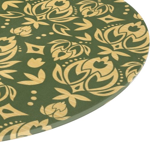 Hölzerner Blumendamastmusterhintergrund Schneidebrett (Ecke)