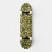 Hölzerner Blumendamastmusterhintergrund Skateboard (Vorderseite)