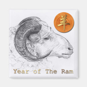 Hölzerner chinesischer RAM-Jahr-Tierkreis-Magnet Magnet