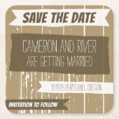 Hölzerner Effekt-Save the Date Untersetzer (Vorderseite)