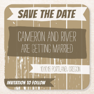 Hölzerner Effekt-Save the Date Untersetzer