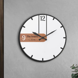Hölzerner Familienname Personalisiert Rustikal Min Große Wanduhr