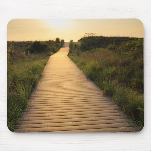 Hölzerner Gehweg zum auf den Strand zu setzen Mousepad (Vorne)