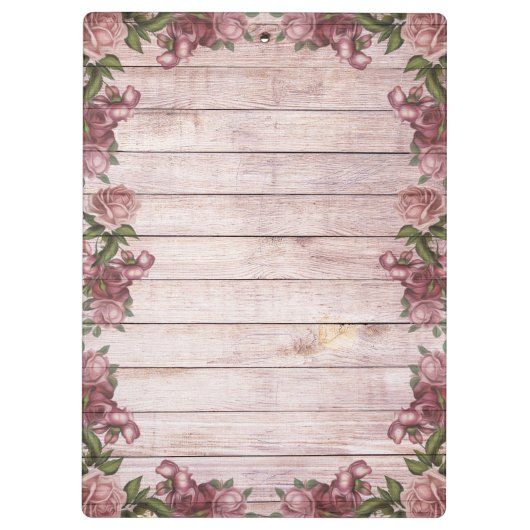 Hölzerner Hintergrund-moderne elegante rosa Klemmbrett (Rückseite)