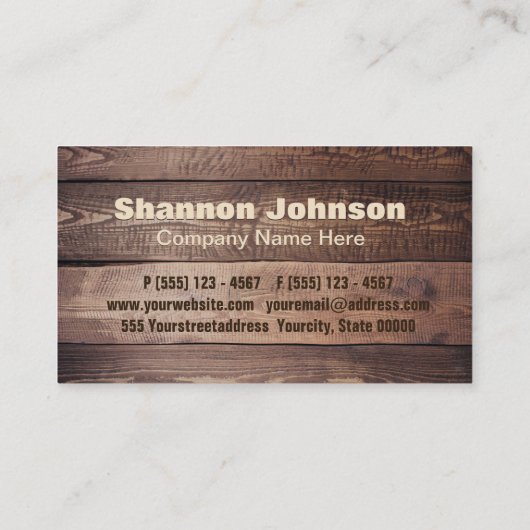 Hölzerner Hintergrund Visitenkarte (Rückseite)