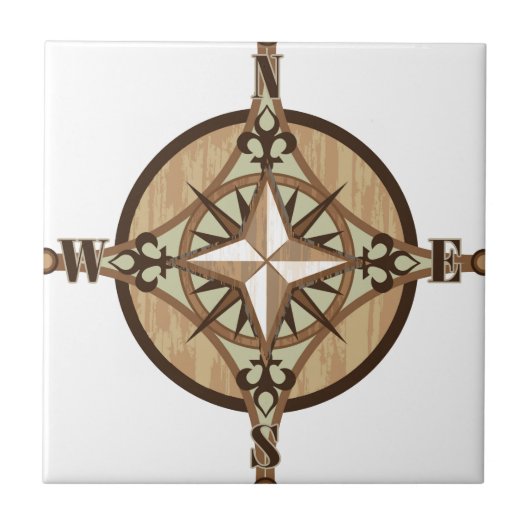 Hölzerner Kompassvektor Fliese (Vorderseite)