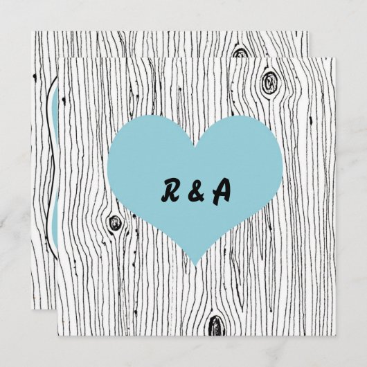 Hölzerner Korn-Baum-blaue Hochzeits-Einladungen Einladung (Vorne/Hinten)