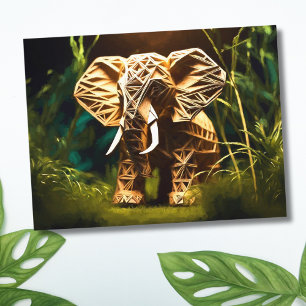 Hölzerner Origami-Elefant Postkarte