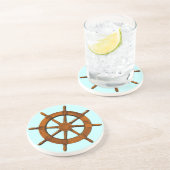 Hölzerner Schiffs-Helm Getränkeuntersetzer (Seite)