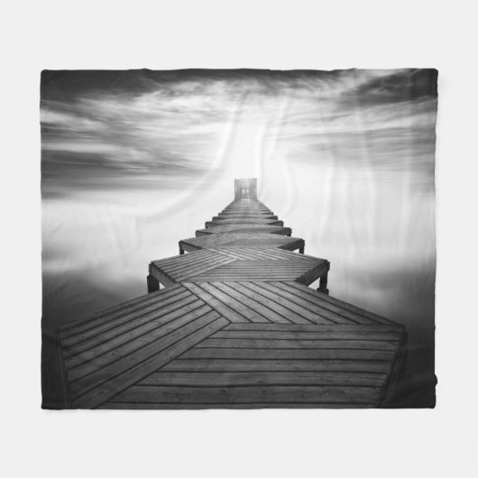 Hölzerner Steg über dem Meer Fleecedecke (Vorderseite (Horizontal))