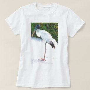 Hölzerner Storch in der Abendsabnutzung T-Shirt