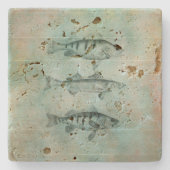 Hölzerner strukturierter Blick-Fisch-Entwurf Steinuntersetzer (Vorderseite)