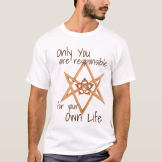 Hölzerner Unicursal Hexagram und Lotus T-Shirt