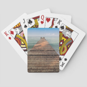 Hölzerner Weg-Weg und Meer im Sommer Spielkarten