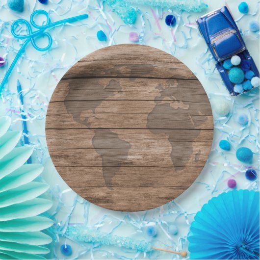 Hölzerner Weltkarten-atlantischer Pappteller (Party)
