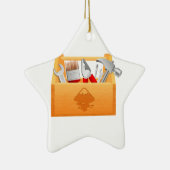 Hölzerner Werkzeugkasten mit Werkzeugen Keramikornament (Rechts)