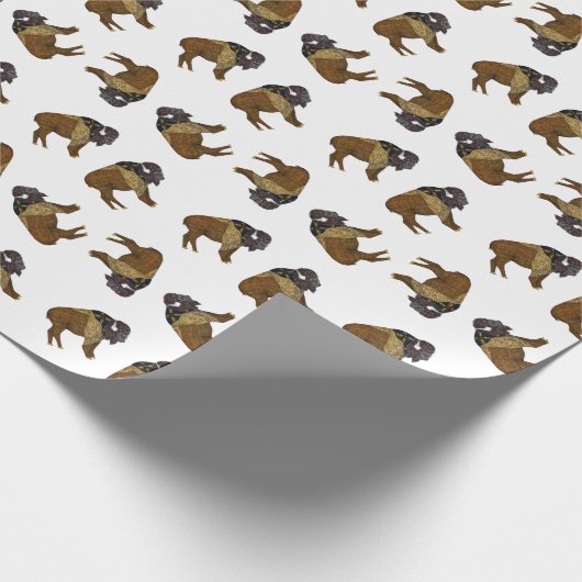 Hölzernes Abzeichen-Büffel-Papier Geschenkpapier (Ecke)