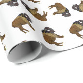 Hölzernes Abzeichen-Büffel-Papier Geschenkpapier (Rolleneckpunkt)