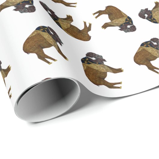 Hölzernes Abzeichen-Büffel-Papier Geschenkpapier (Rolleneckpunkt)