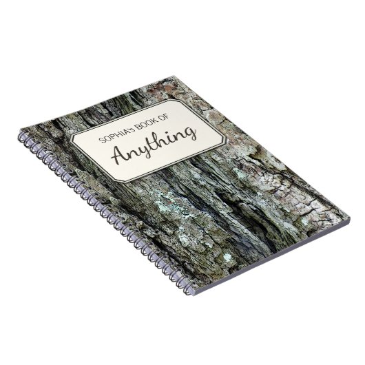 Hölzernes botanisches altes Kiefern-Barken-Foto Notizblock (Rechte Seite)