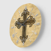 Hölzernes christliches queres liliengeschmücktes große wanduhr (Winkel)