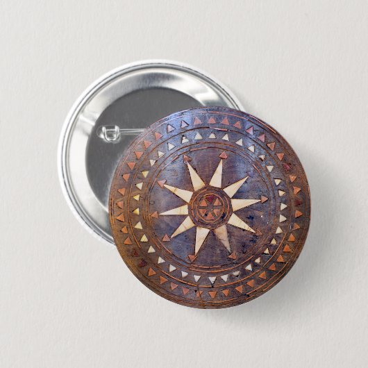 hölzernes ethnisches Sonnemotiv des Button (Vorne & Hinten)