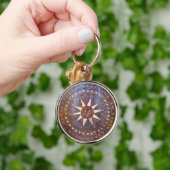 hölzernes ethnisches Sonnemotiv des Schlüsselanhänger (Hand)