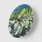 Hölzernes Fenceline Runde Wanduhr (Winkel)