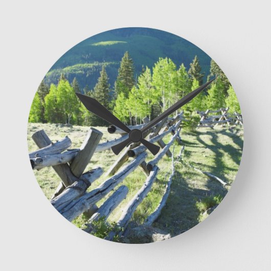 Hölzernes Fenceline Runde Wanduhr (Vorderseite)