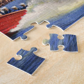 Hölzernes Geschwindigkeits-Boot auf See Coeur Puzzle (Seite)