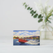 Hölzernes Geschwindigkeits-Boot auf See Coeur Visitenkarte (Stehend Vorderseite)