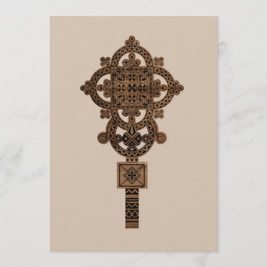 Hölzernes Handkreuz  Einladung (Vorderseite)